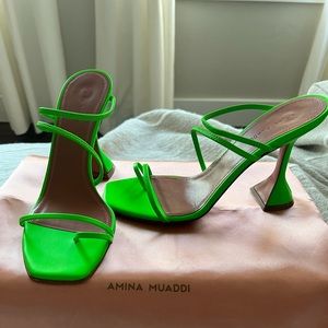 *NOT FOR SALE* Amina Muaddi, Naima Sandal, size 38EU - Neon Green Napa leather